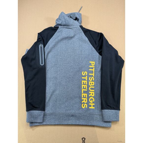 NWT MSX Michael Strahan Steelers Hoodie M Gray Black NFL Pullover - Picture 3 of 8